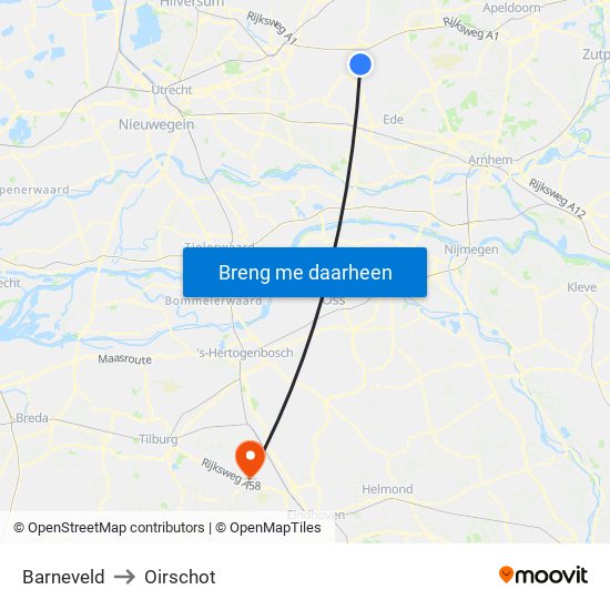 Barneveld to Oirschot map