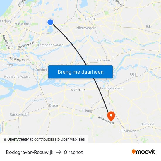 Bodegraven-Reeuwijk to Oirschot map