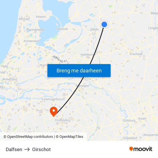 Dalfsen to Oirschot map
