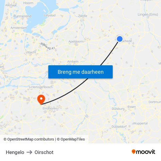 Hengelo to Oirschot map