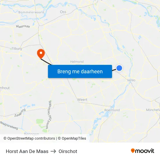Horst Aan De Maas to Oirschot map