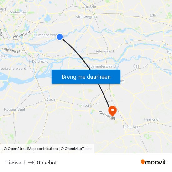 Liesveld to Oirschot map