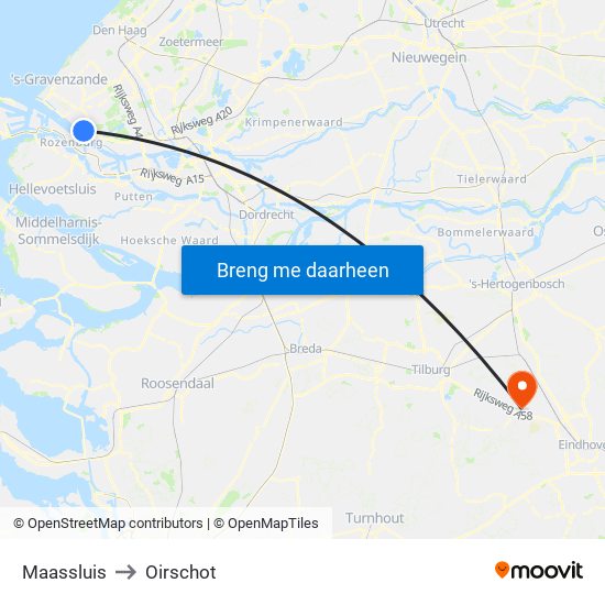 Maassluis to Oirschot map