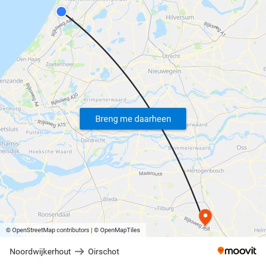 Noordwijkerhout to Oirschot map