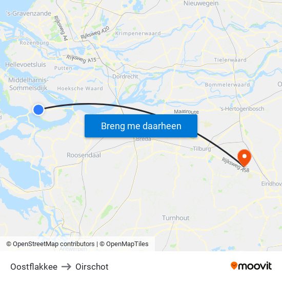 Oostflakkee to Oirschot map