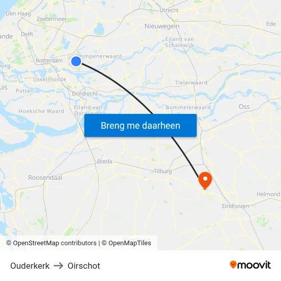 Ouderkerk to Oirschot map