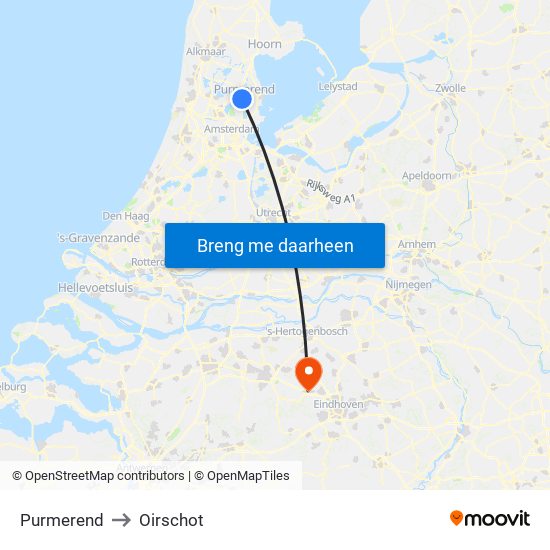 Purmerend to Oirschot map