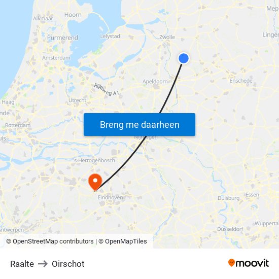 Raalte to Oirschot map