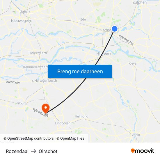 Rozendaal to Oirschot map