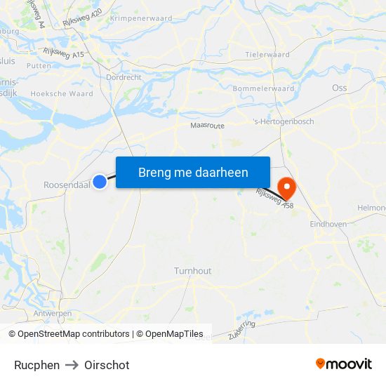 Rucphen to Oirschot map