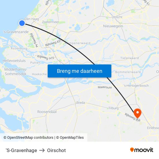 'S-Gravenhage to Oirschot map