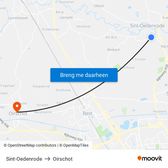 Sint-Oedenrode to Oirschot map