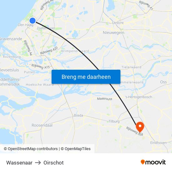 Wassenaar to Oirschot map