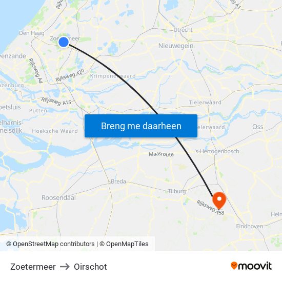 Zoetermeer to Oirschot map