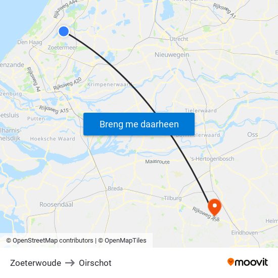 Zoeterwoude to Oirschot map
