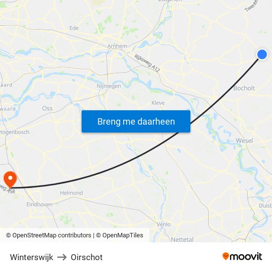 Winterswijk to Oirschot map