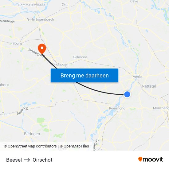 Beesel to Oirschot map