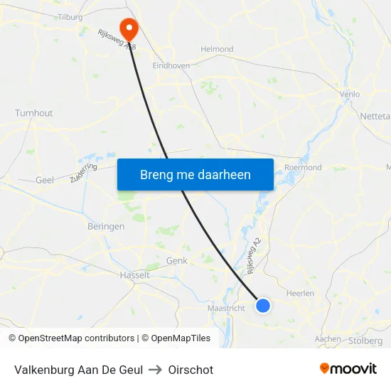 Valkenburg Aan De Geul to Oirschot map