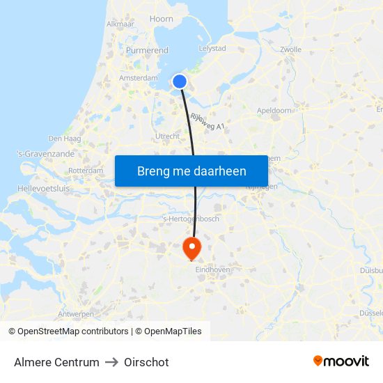 Almere Centrum to Oirschot map