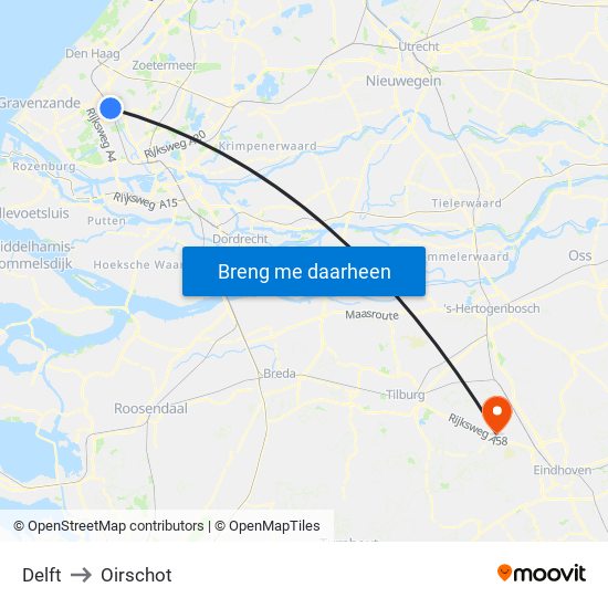 Delft to Oirschot map