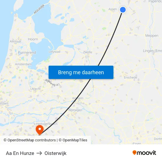 Aa En Hunze to Oisterwijk map