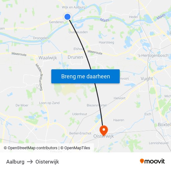 Aalburg to Oisterwijk map