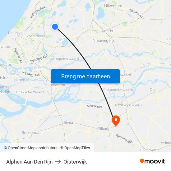 Alphen Aan Den Rijn to Oisterwijk map