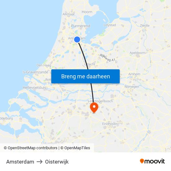 Amsterdam to Oisterwijk map