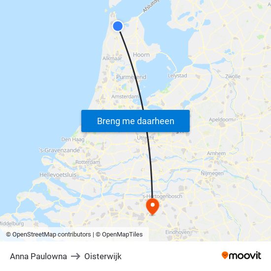 Anna Paulowna to Oisterwijk map
