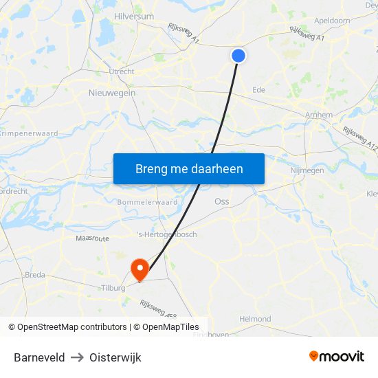 Barneveld to Oisterwijk map