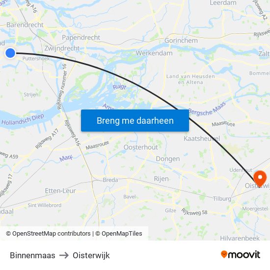 Binnenmaas to Oisterwijk map