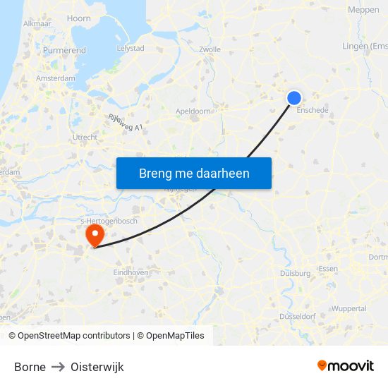 Borne to Oisterwijk map