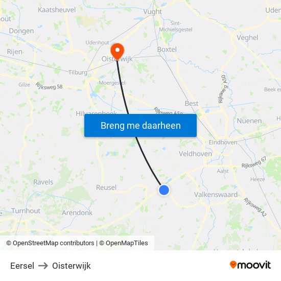 Eersel to Oisterwijk map
