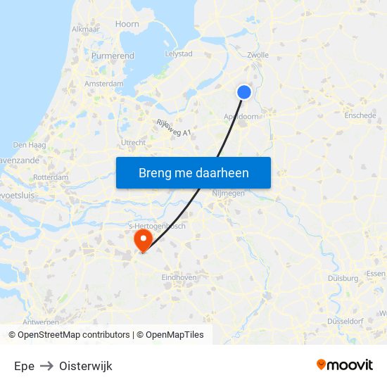 Epe to Oisterwijk map