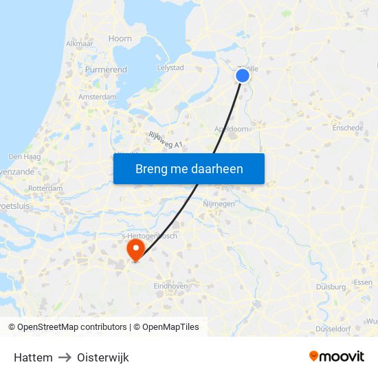 Hattem to Oisterwijk map