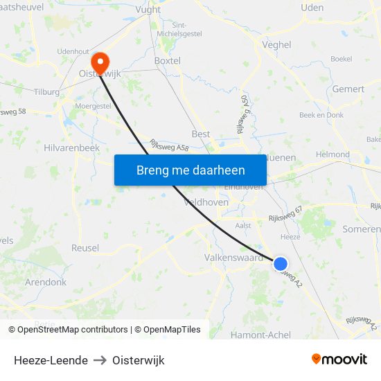 Heeze-Leende to Oisterwijk map
