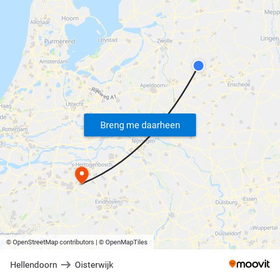 Hellendoorn to Oisterwijk map