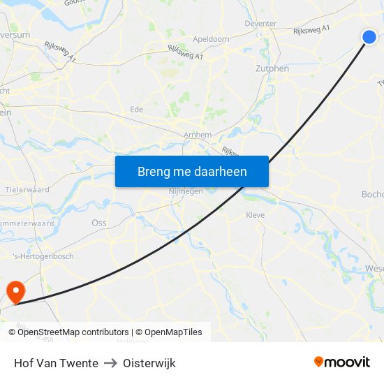 Hof Van Twente to Oisterwijk map