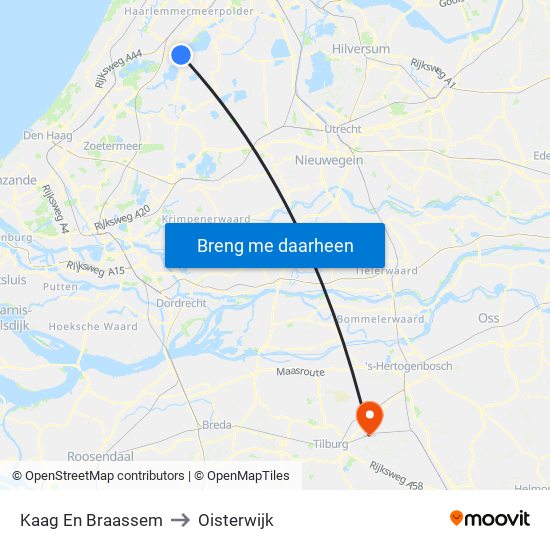 Kaag En Braassem to Oisterwijk map