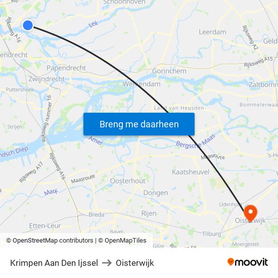 Krimpen Aan Den Ijssel to Oisterwijk map