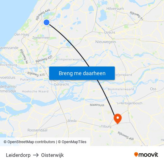 Leiderdorp to Oisterwijk map