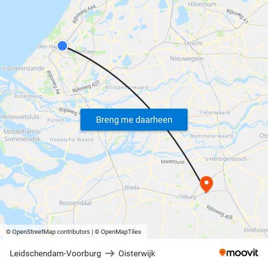 Leidschendam-Voorburg to Oisterwijk map