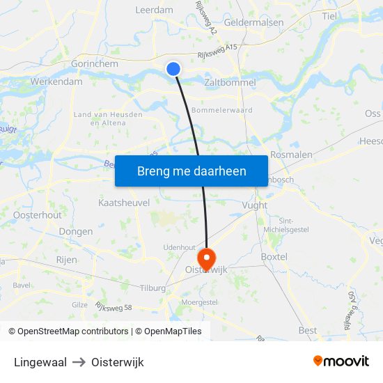 Lingewaal to Oisterwijk map