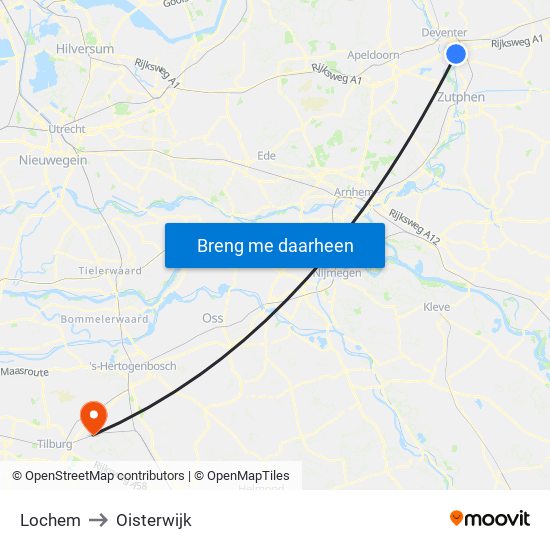 Lochem to Oisterwijk map