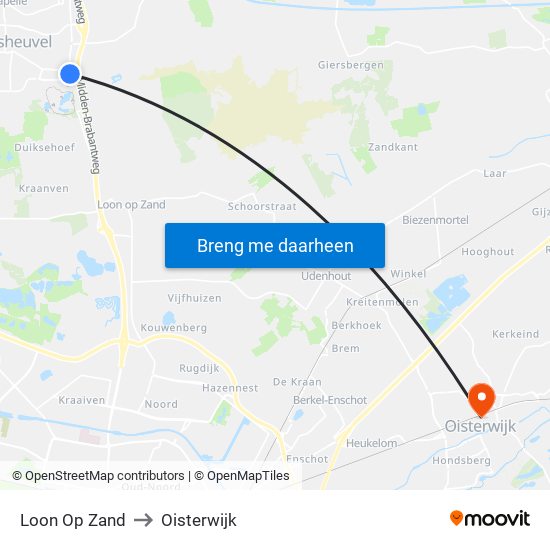 Loon Op Zand to Oisterwijk map