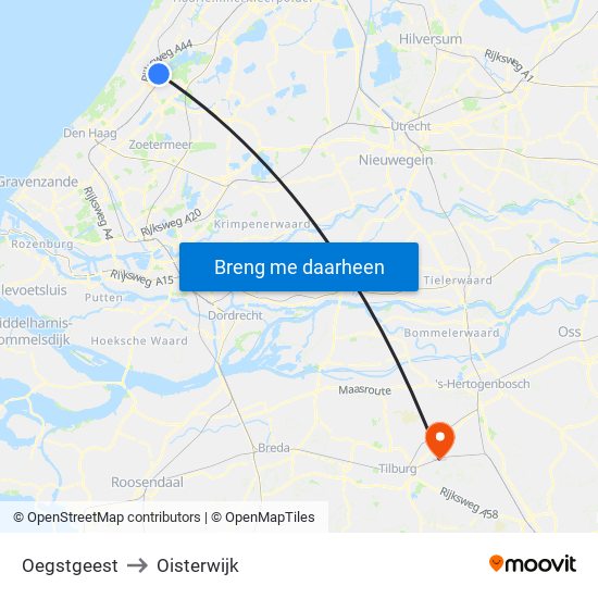 Oegstgeest to Oisterwijk map