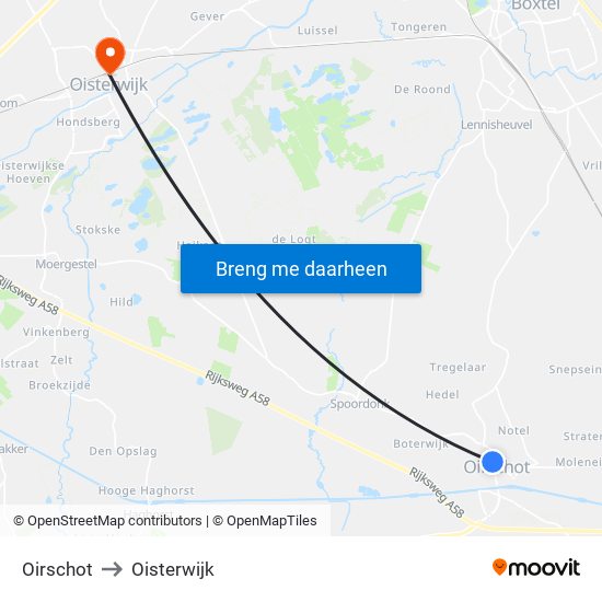 Oirschot to Oisterwijk map