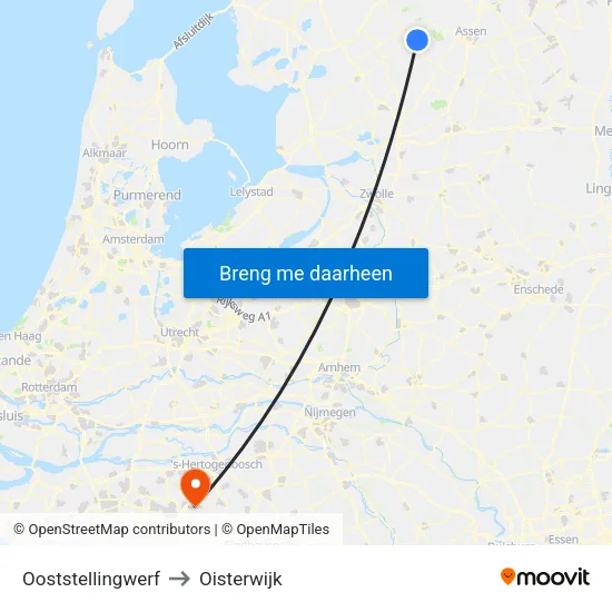 Ooststellingwerf to Oisterwijk map