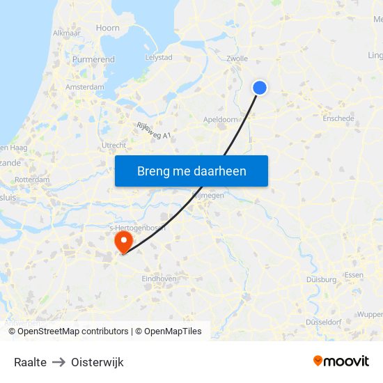 Raalte to Oisterwijk map