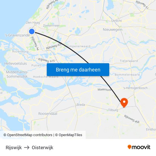Rijswijk to Oisterwijk map